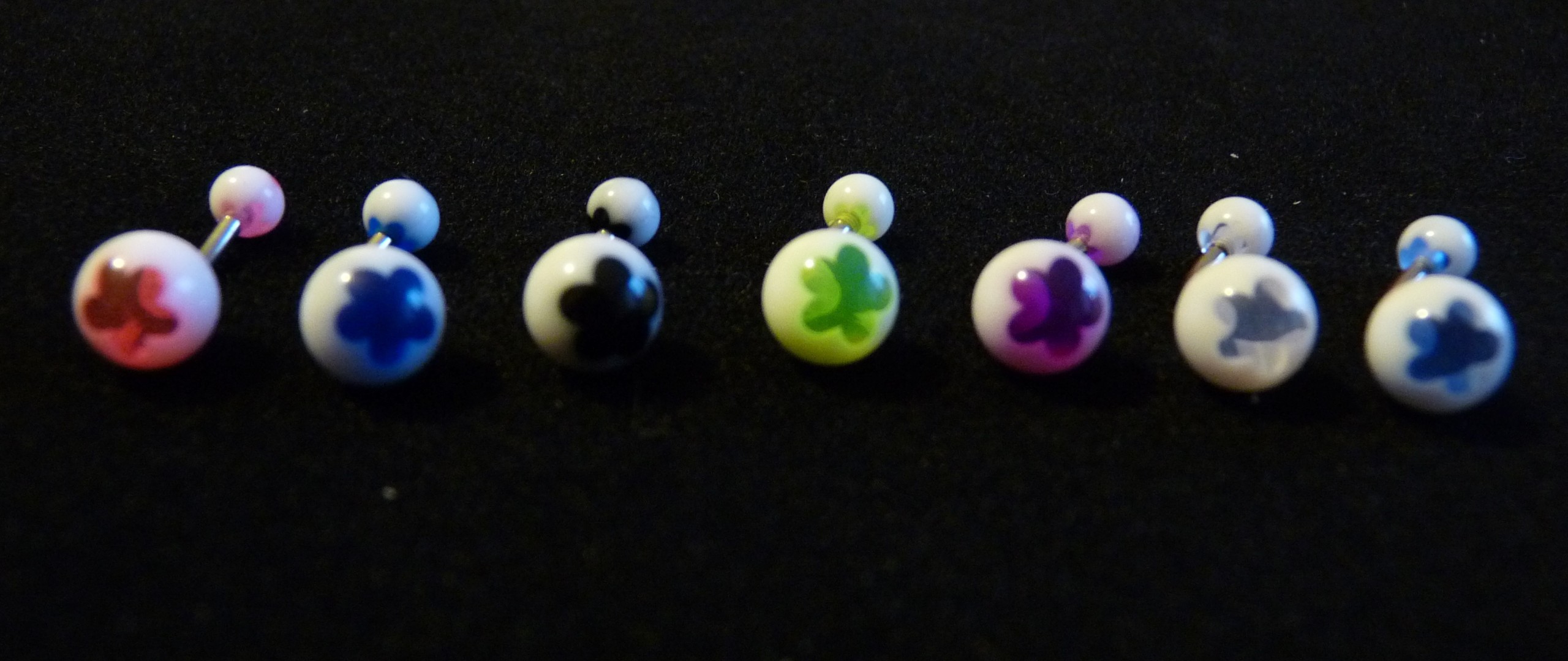 NOMBRIL : Autre fleurs ( rose, bleu foncé, noir, jaune fluo, violet, translucide, bleu clair ) Plus qu'1 de chaque en stock !!!