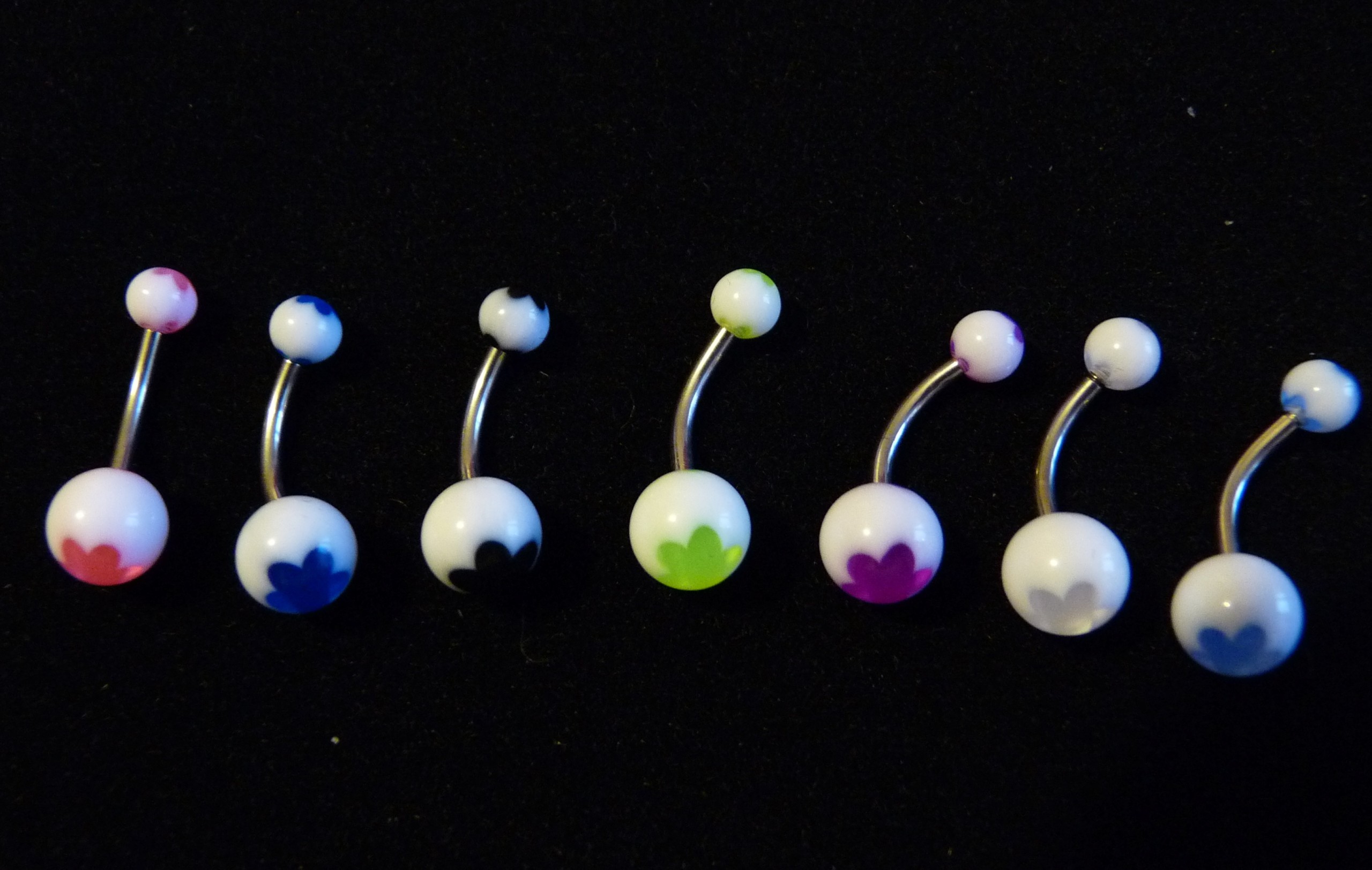 NOMBRIL : Autre fleurs ( rose, bleu foncé, noir, jaune fluo, violet, translucide, bleu clair ) Plus qu'1 de chaque en stock !!!