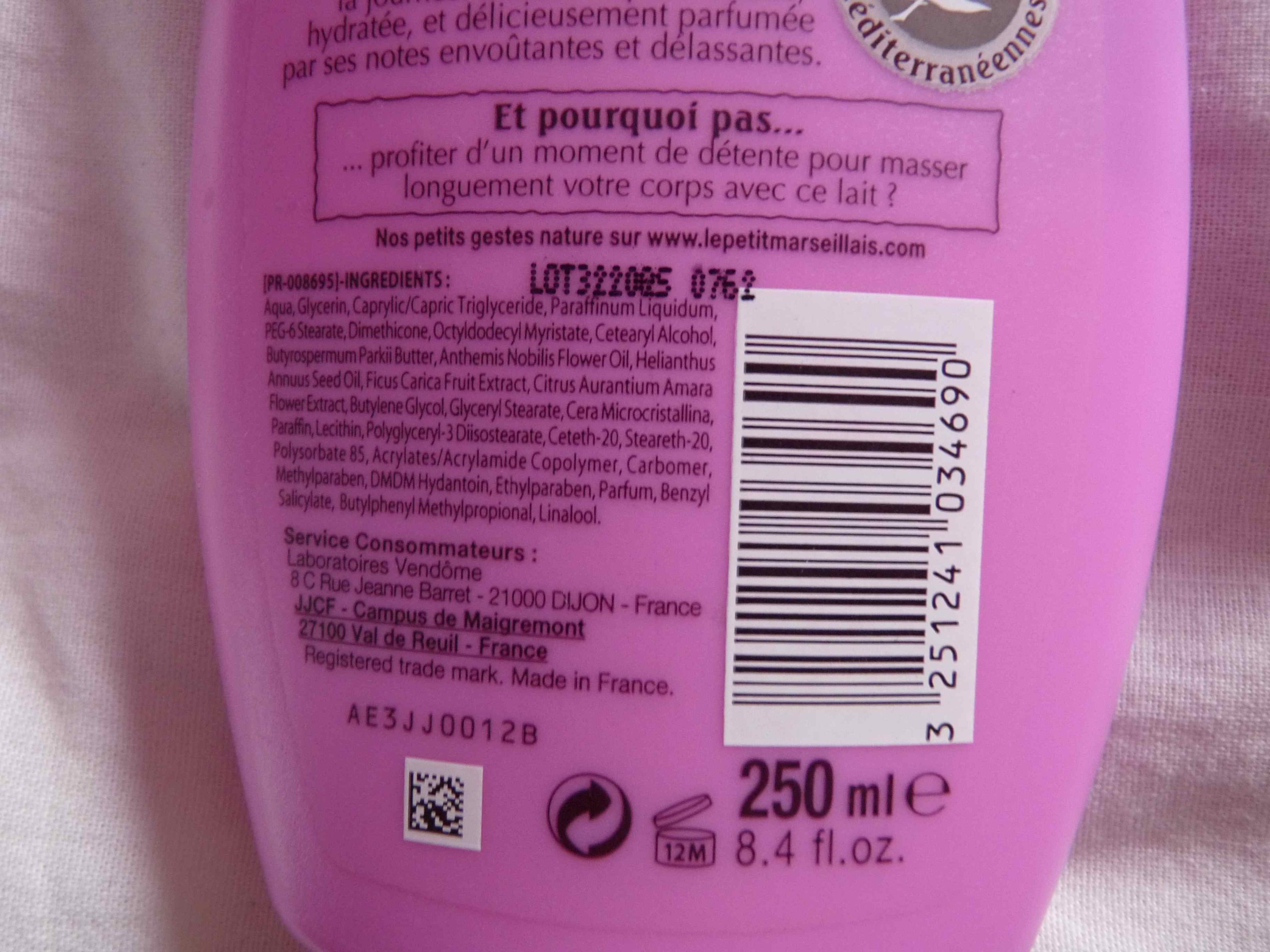 Petit marseillais lait hydratant corps figue karité camomille