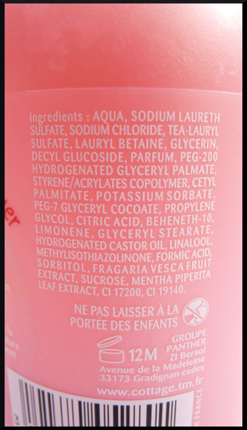 Cottage fraise gel douche menthe